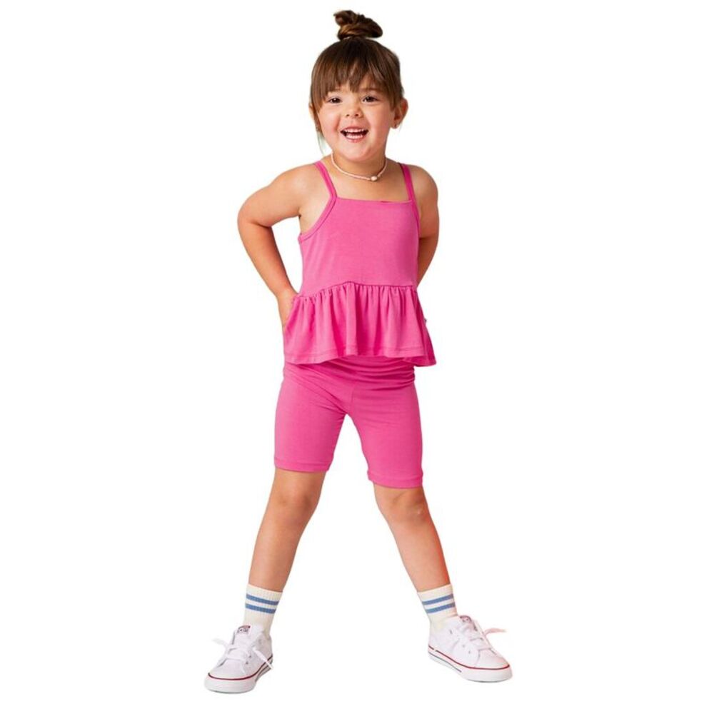 Bums & Roses Girls  Playful Pink Sleeveless Top & Biker Set, Multicolor